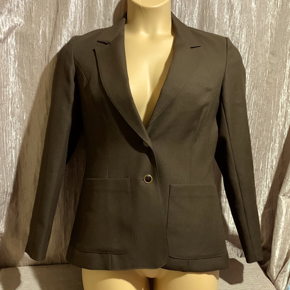 Motion Jacket Short Blazer Dark Brown Size 12 Lined Pockets Front Button